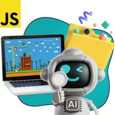 Язык программирования JavaScript + AI. Проектное обучение + геймификация + AI-помощники - КИБЕРшкола программирования для детей, компьютерные курсы для школьников, начинающих и подростков - KIBERone г. Альметьевск